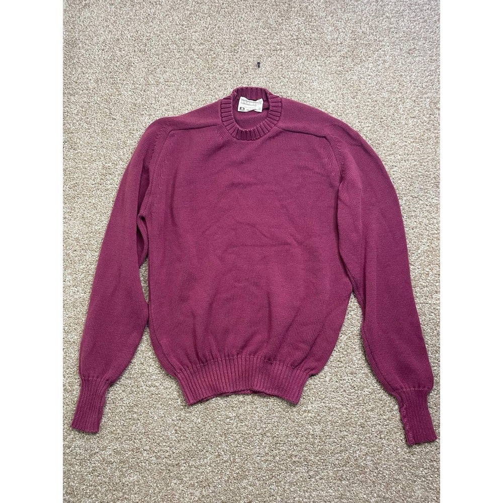 VINTAGE Lord Jeff Sweater Mens Pullover Maroon 100%‎ Fine Cotton USA VTG